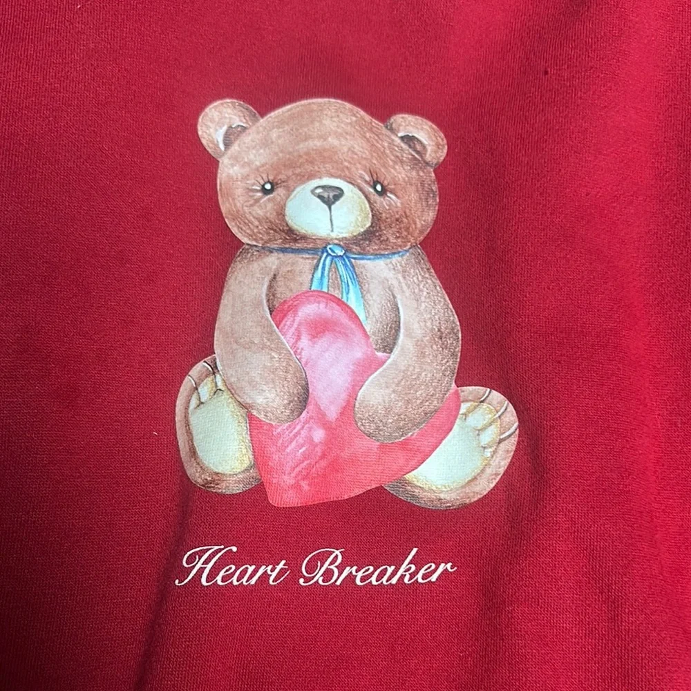 Red Teddy Bear Graphic Hoodie